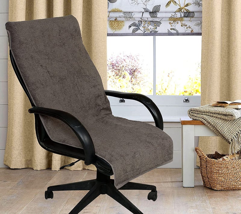 ROMAN HOME ROMAN HOME Cotton Chair Towel Soft for 500 GSM Super Soft Office Chair Towel with Tie Knot Grey for 2 Tie - Image 2