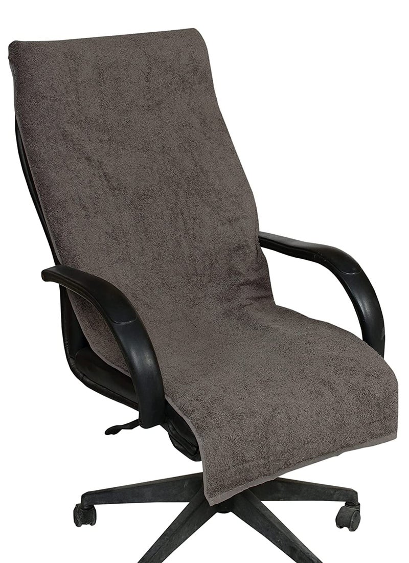 ROMAN HOME ROMAN HOME Cotton Chair Towel Soft for 500 GSM Super Soft Office Chair Towel with Tie Knot Grey for 2 Tie - Image 1