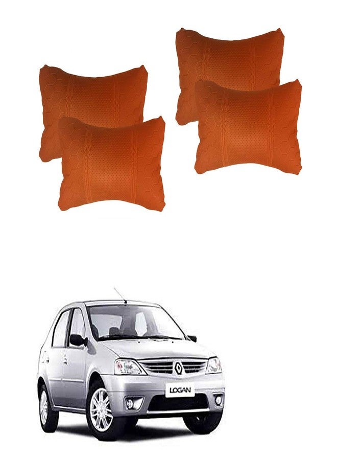 Adroitz Orange Football Design Car Neck Rest Cushion with Adjustable Straps (Pair of 2)_316 - Image 1
