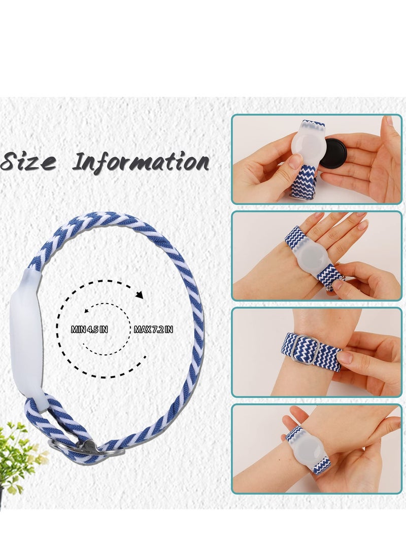 SOLARAE 2 Pcs Kids Bracelet Strap Compatible with AirTag Kids  Holder Woven Wrist Strap Nylon Adjustable Anti-Loss Airtag Strap for Kids Seniors（White Blue,Navy Blue） - Image 2