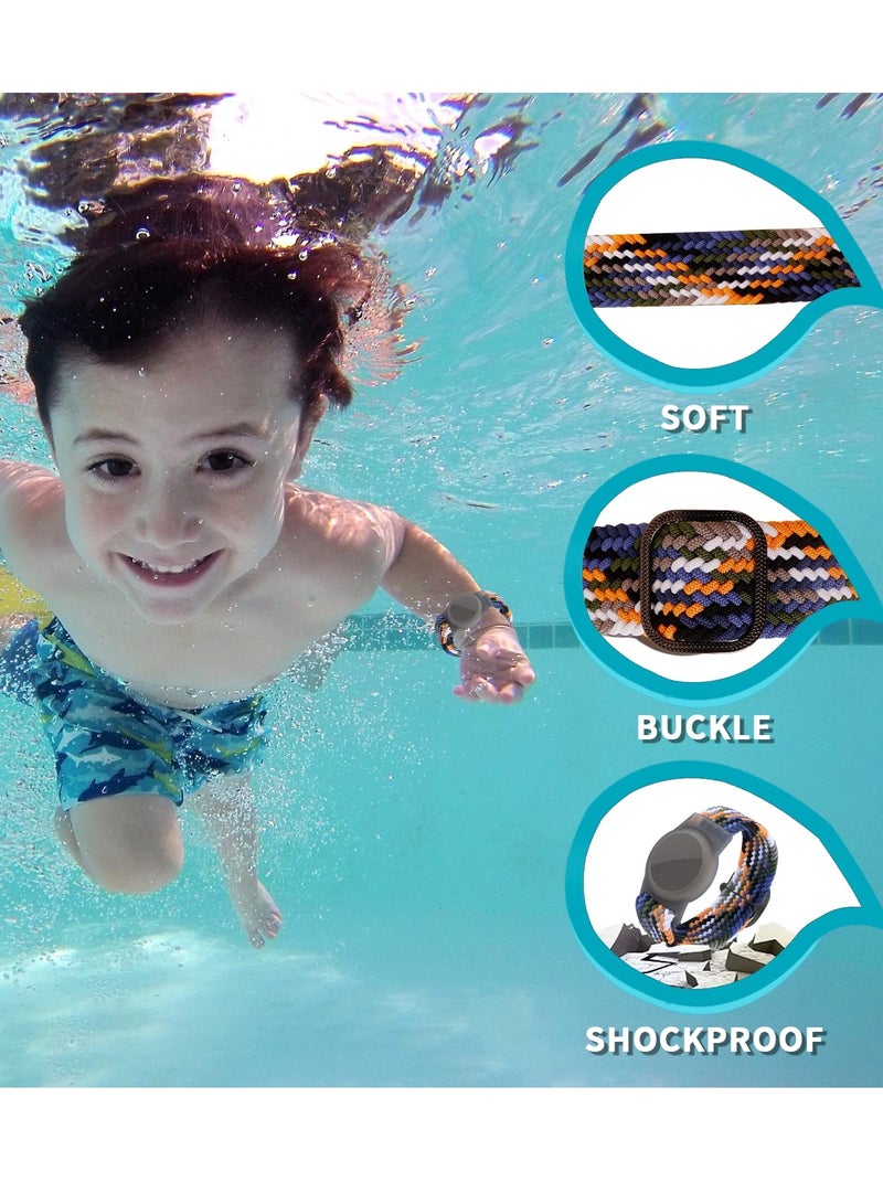 SOLARAE 2 Pcs Kids Bracelet Strap Compatible with AirTag Kids  Holder Woven Wrist Strap Nylon Adjustable Anti-Loss Airtag Strap for Kids Seniors（White Blue,Navy Blue） - Image 4