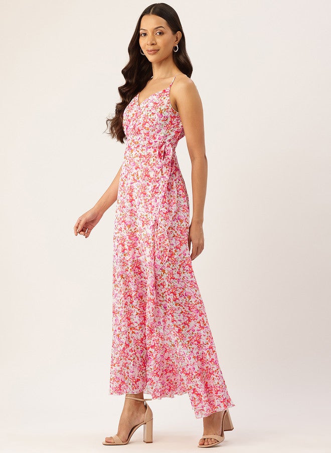 Rue Collection فستان ماكسي مزخرف بالأزهار مع كشكش للنساء - Image 3