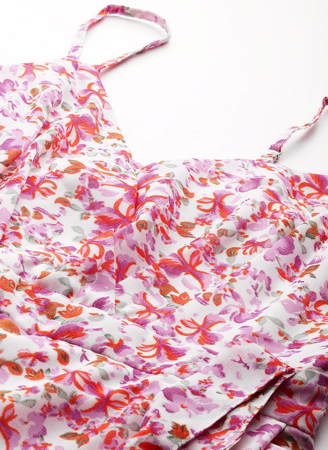 Rue Collection فستان ماكسي مزخرف بالأزهار مع كشكش للنساء - Image 2