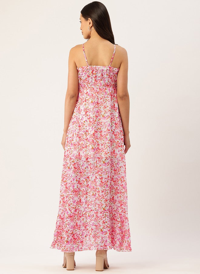 Rue Collection فستان ماكسي مزخرف بالأزهار مع كشكش للنساء - Image 4
