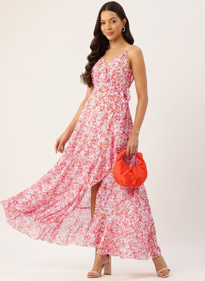 Rue Collection فستان ماكسي مزخرف بالأزهار مع كشكش للنساء - Image 5