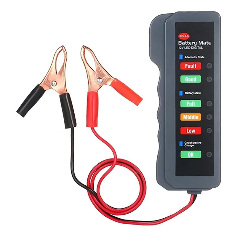 Digital Car Battery Tester 12V with Copper Clips LED Display for Motorcycle Boat - Image 3