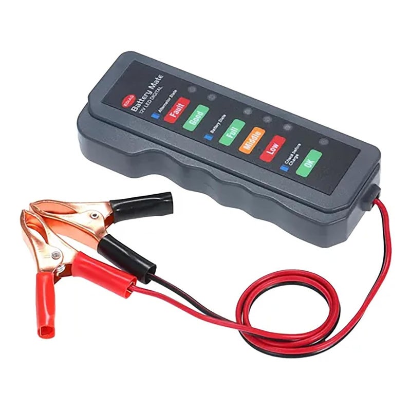Digital Car Battery Tester 12V with Copper Clips LED Display for Motorcycle Boat - Image 1