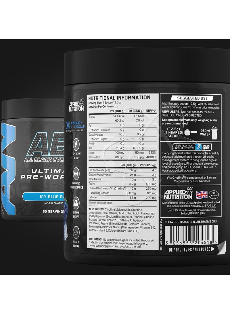 Abe Ultimate Pre Workout  Icy Blue Raz, Flavour 30 Servings