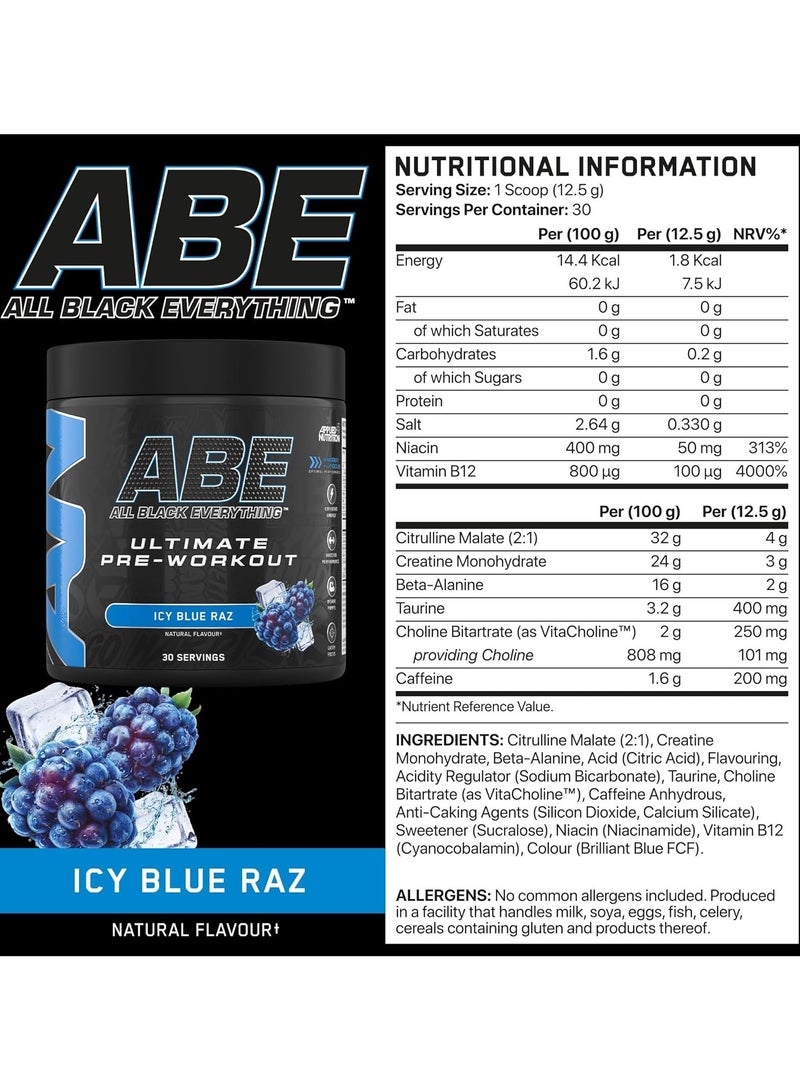 Abe Ultimate Pre Workout  Icy Blue Raz, Flavour 30 Servings