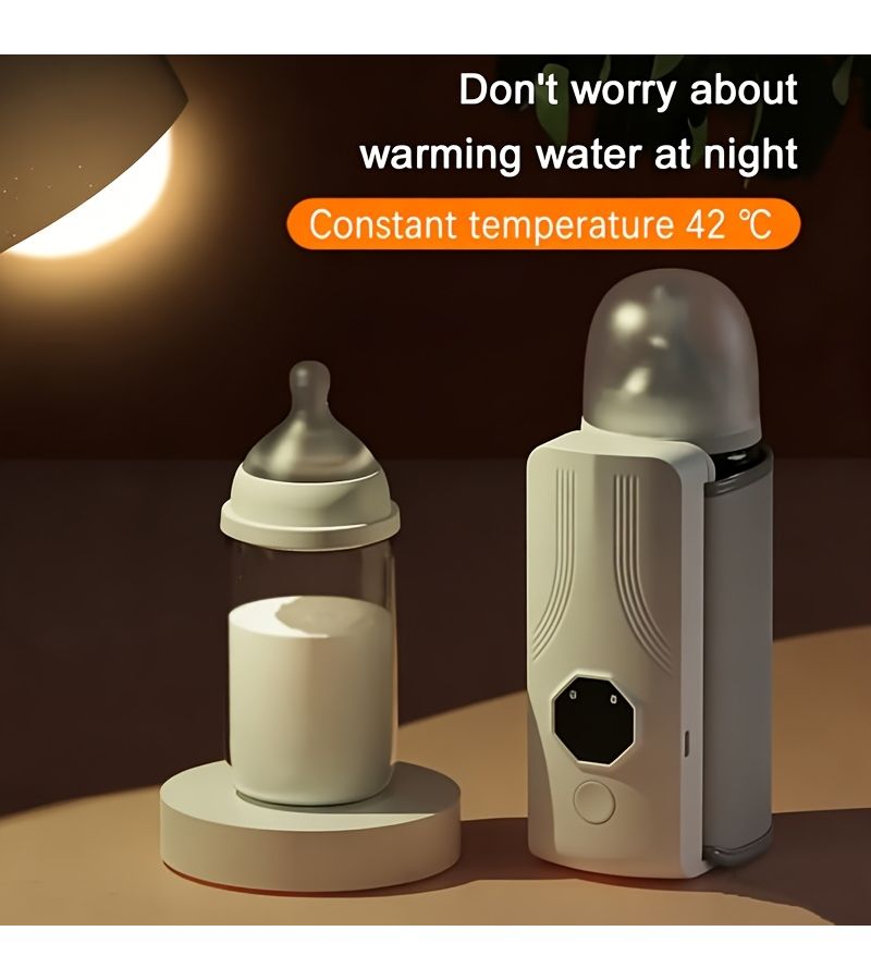 Portable Milk Warmer White USB Rechargeable 6 Level Adjustable Heating Digital Display Travel Friendly Safe Formula Milk for Outing - Image 3