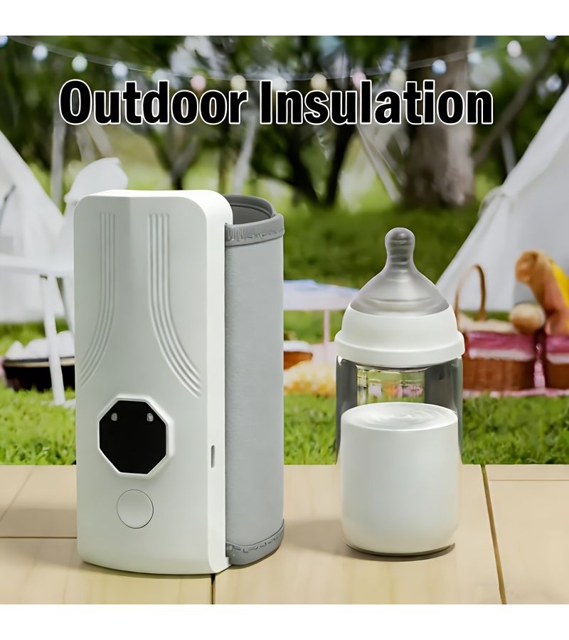 Portable Milk Warmer White USB Rechargeable 6 Level Adjustable Heating Digital Display Travel Friendly Safe Formula Milk for Outing - Image 1