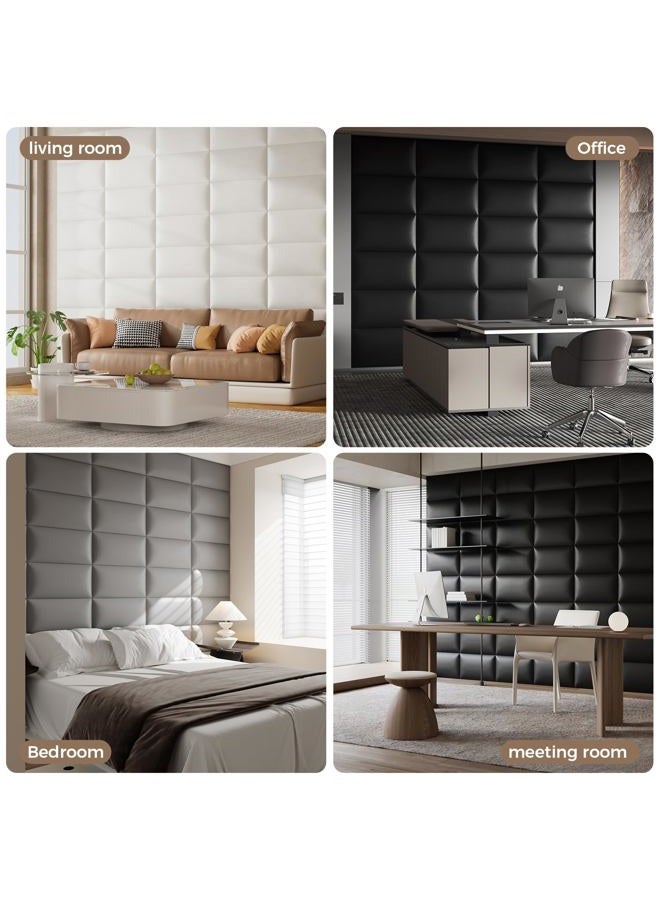 MAQQL Black Stick-On Wall Mounted Headboard - 9-Piece Bed Backboard for Queen Size Beds, 24 x 12 Inches Each, Easy-to-Install Decorative Sound-Proofing Bed Headboard Queen - Image 4