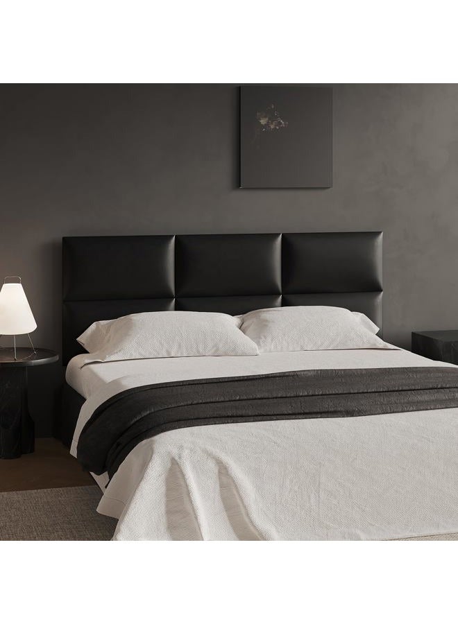 MAQQL Black Stick-On Wall Mounted Headboard - 9-Piece Bed Backboard for Queen Size Beds, 24 x 12 Inches Each, Easy-to-Install Decorative Sound-Proofing Bed Headboard Queen - Image 1