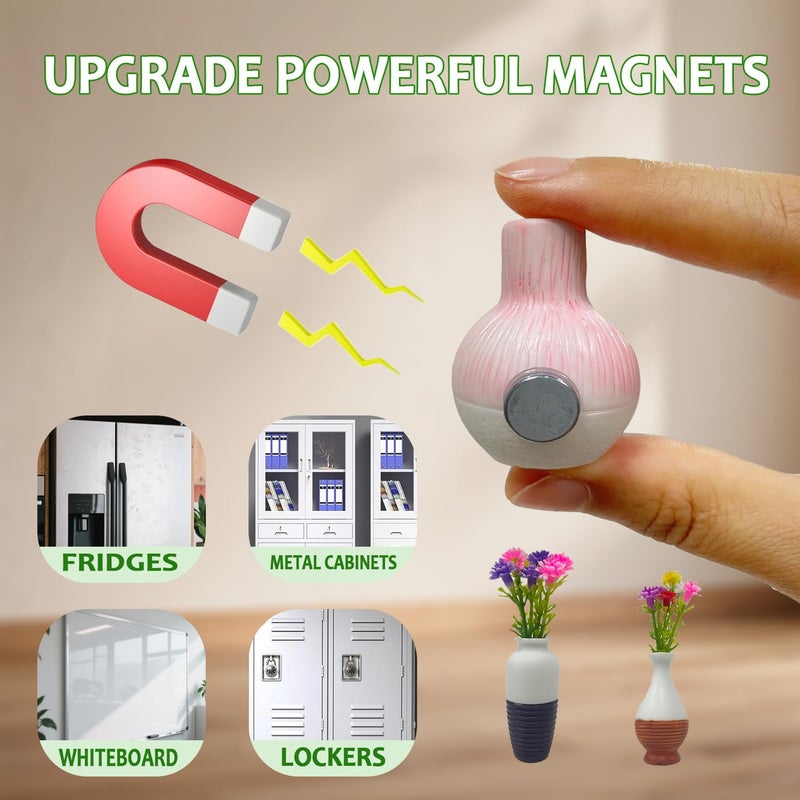 Rovigo Mini Vase Magnets for Fridge, Cute Tiny Plant Vase Fridge Magnets for Kitchen Refrigerator Office Locker Decoration with Flowers, Durable, Strong Magnetic (10 Pack) - Image 5