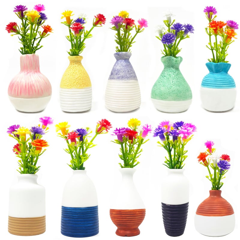 Rovigo Mini Vase Magnets for Fridge, Cute Tiny Plant Vase Fridge Magnets for Kitchen Refrigerator Office Locker Decoration with Flowers, Durable, Strong Magnetic (10 Pack) - Image 1