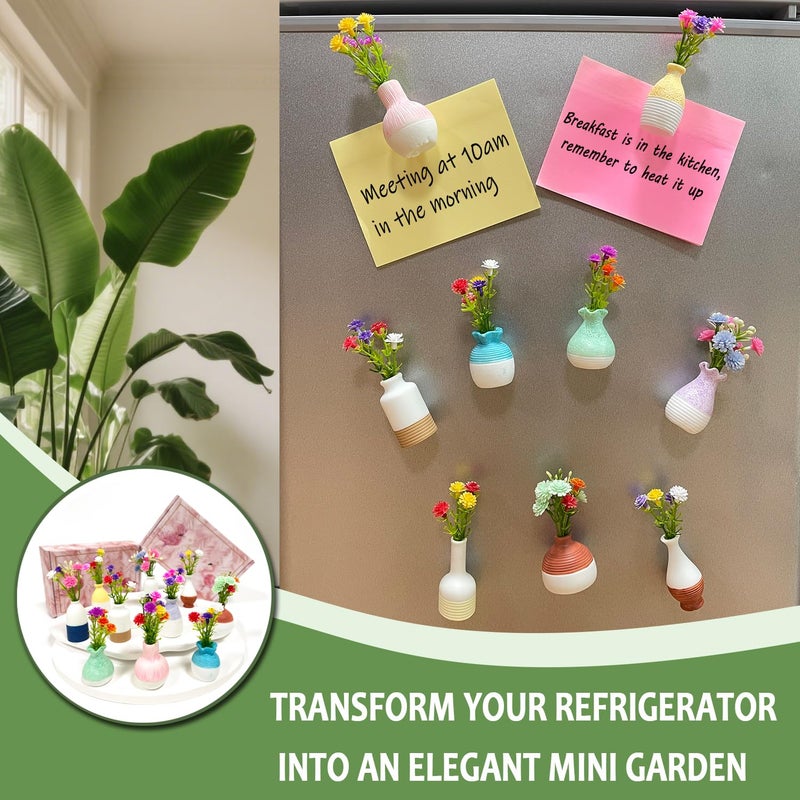 Rovigo Mini Vase Magnets for Fridge, Cute Tiny Plant Vase Fridge Magnets for Kitchen Refrigerator Office Locker Decoration with Flowers, Durable, Strong Magnetic (10 Pack) - Image 4