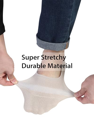 Pro Mountain No Show Socks Unisex Wide Toe Box For Health Y Heel Forefoot Size L Beige 8 Pack Cotton Cushion Footies Sneakers US Women 10-12 Men 9-11 - Image 3