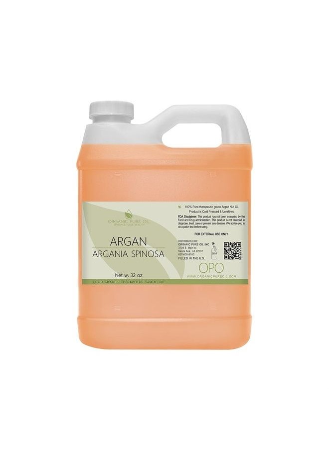 OPO - Moroccan Argan Oil - 100% Pure Unrefined Extra Virgin Cold Pressed Non GMO Bulk 32 oz - 1 Quart Carrier Oil for Hair Skin Face Body Nails Locs Lashes Facial Hair Beard & More Hydrating Argon - Image 1