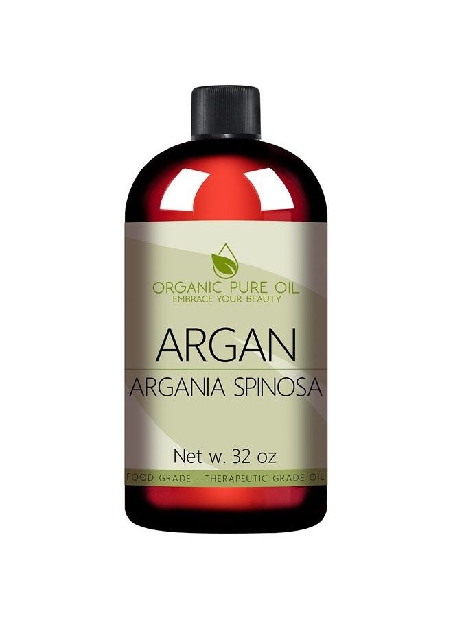 OPO - Moroccan Argan Oil - 100% Pure Unrefined Extra Virgin Cold Pressed Non GMO Bulk 32 oz - 1 Quart Carrier Oil for Hair Skin Face Body Nails Locs Lashes Facial Hair Beard & More Hydrating Argon - Image 1