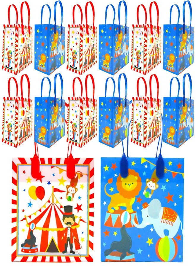 TINYMILLS Circus Party Favor Treat Bags Candy Goodie Bags with Handles for Circus Carnival Theme Birthday Party Pack of 12 - Image 1