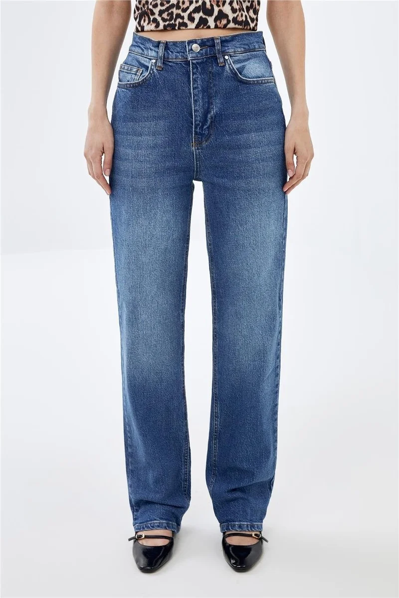 Pieces Of Melon Blue High Waist Straight Fit Jeans