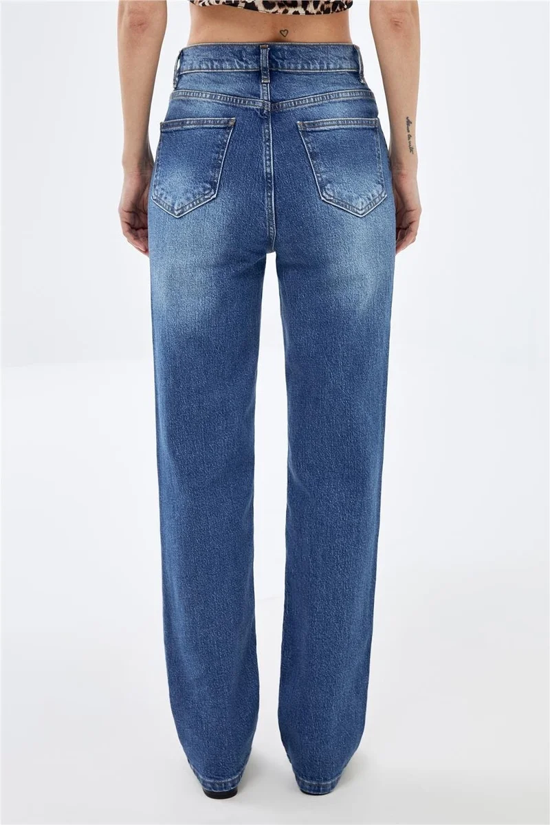 Pieces Of Melon Blue High Waist Straight Fit Jeans