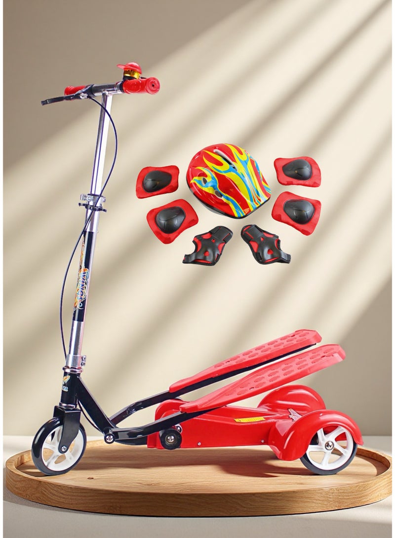 EASY FUTURE Adjustable and Foldable Handlebar 3-Wheel Kick Scooter for Kids – Smart Dual Pedal Scooter for Boys & Girls Including Full Protective Gear Set - Image 5