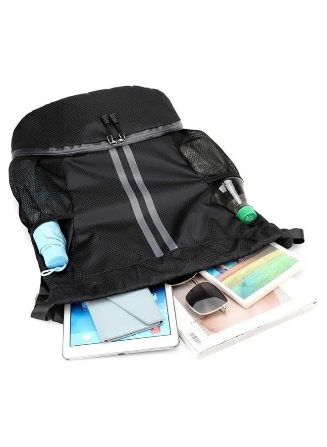 ILMR Drawstring Gym Bag for Men, Waterproof Drawstring Backpack for Women, Swim Bag with Shoes Compartment, Pull String Sport Bag for Soccer and Basketball (Black ) - Image 3