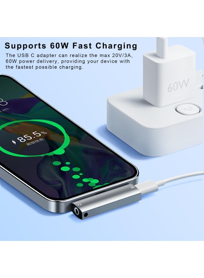 كيلا محول سماعة رأس وشاحن من USB C إلى 3.5 مم، محول 2 في 1 من النوع C إلى مقبس صوت Aux مع شحن سريع PD بقوة 60 وات لأجهزة iPhone 15/16/17 وiPad وGalaxy وPixel - Image 5