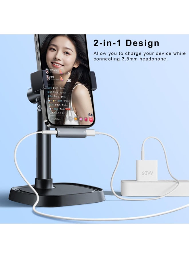 كيلا محول سماعة رأس وشاحن من USB C إلى 3.5 مم، محول 2 في 1 من النوع C إلى مقبس صوت Aux مع شحن سريع PD بقوة 60 وات لأجهزة iPhone 15/16/17 وiPad وGalaxy وPixel - Image 3