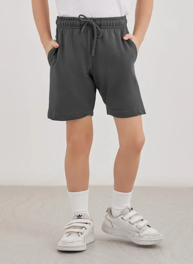 ستايلي Styli Boys School Uniform Solid Shorts with Drawsting