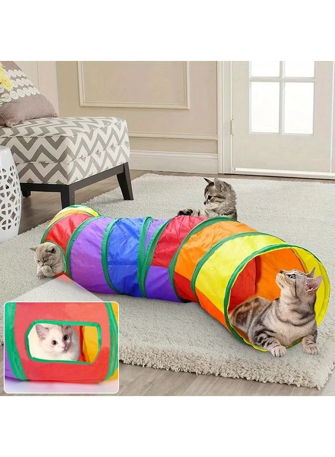 Color S Pass Collapsible S Shaped Cat Tunnel Heavy Duty Polyester Play Tube With Storage Bag - Image 4