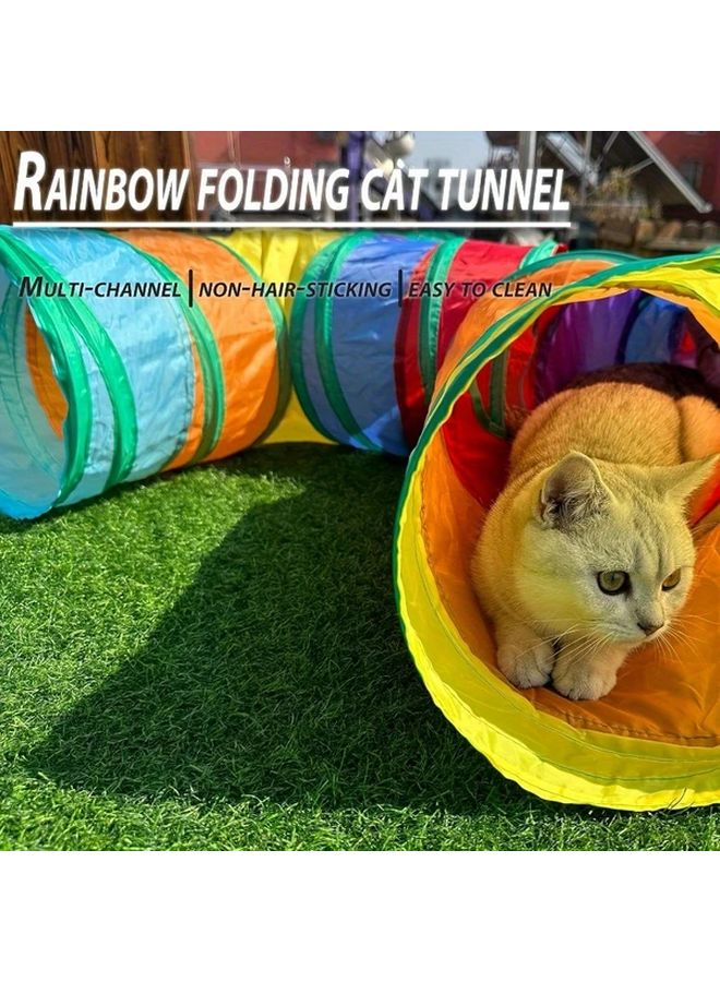 Color S Pass Collapsible S Shaped Cat Tunnel Heavy Duty Polyester Play Tube With Storage Bag - Image 5