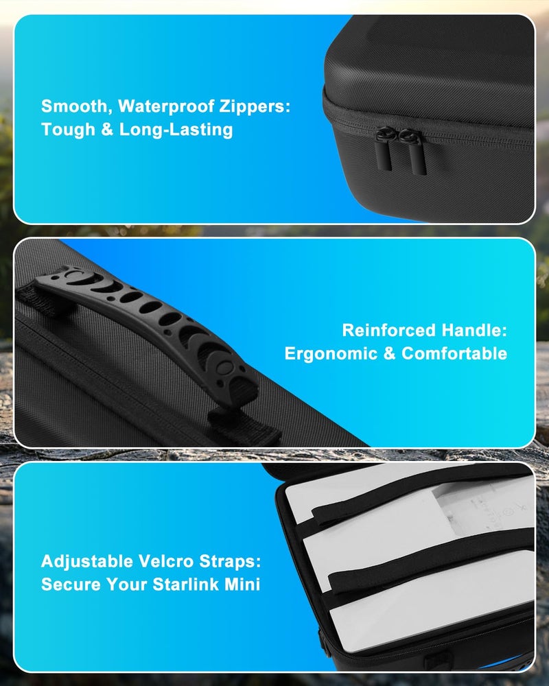 Mwin Carrying Case for Starlink Mini - Starlink Mini Accessories Lightweight Travel Case, Splash-Resistant & Shockproof EVA Protective Cover with Shoulder Strap, Portable Hard Bag for Travel, Black - Image 5