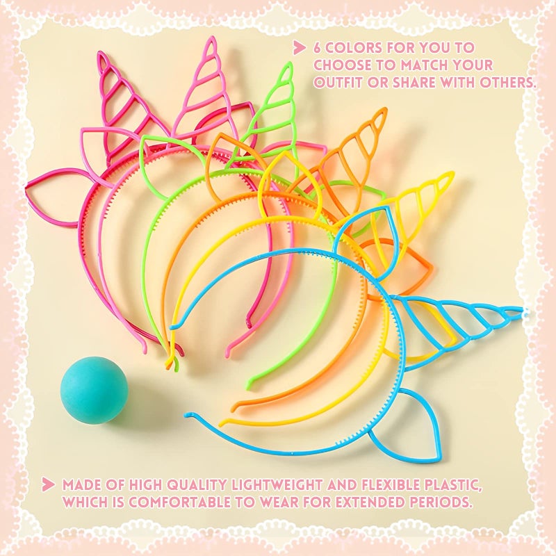 Zddaoole 24 Pcs Unicorn Headbands Unicorn Birthday Party Favors,Plastic Hairbands for Girls,Headware Accessories for Party Supplies Gift,Teens Toddlers Children - Image 4