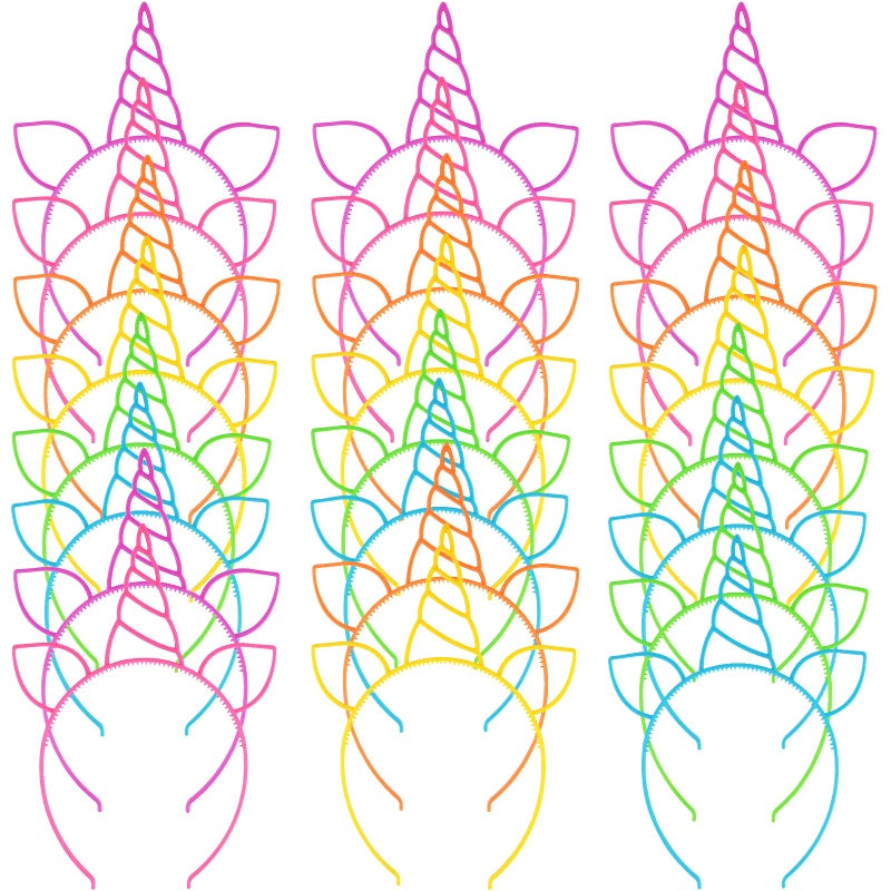 Zddaoole 24 Pcs Unicorn Headbands Unicorn Birthday Party Favors,Plastic Hairbands for Girls,Headware Accessories for Party Supplies Gift,Teens Toddlers Children - Image 1