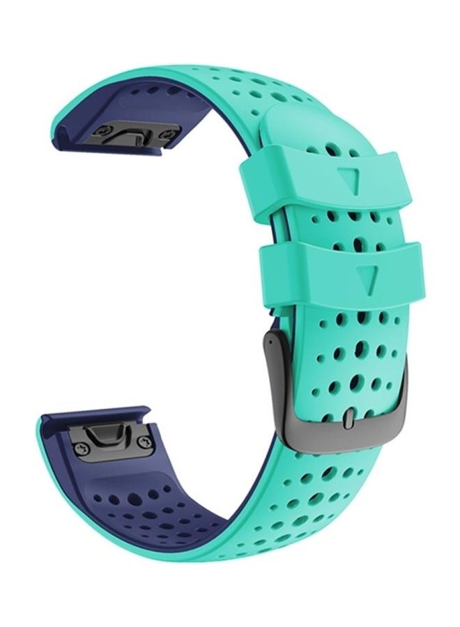 Loquat Two-Colour Silicone Round Hole Quick Release Replacement Strap Watchband For Garmin Fenix 6 Mint Green/Blue - Image 1