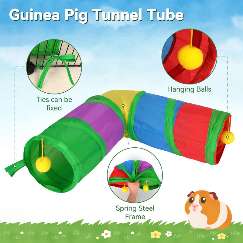 Rypet Guinea Pig Tunnels and Tubes Collapsible 2 Way and L-Type Tunnel with Interactive Ball Small Animal Activity Tunnel Hideaway Toys for Baby Rabbit Ferret Hamster Chinchilla Hedgehog - Image 3