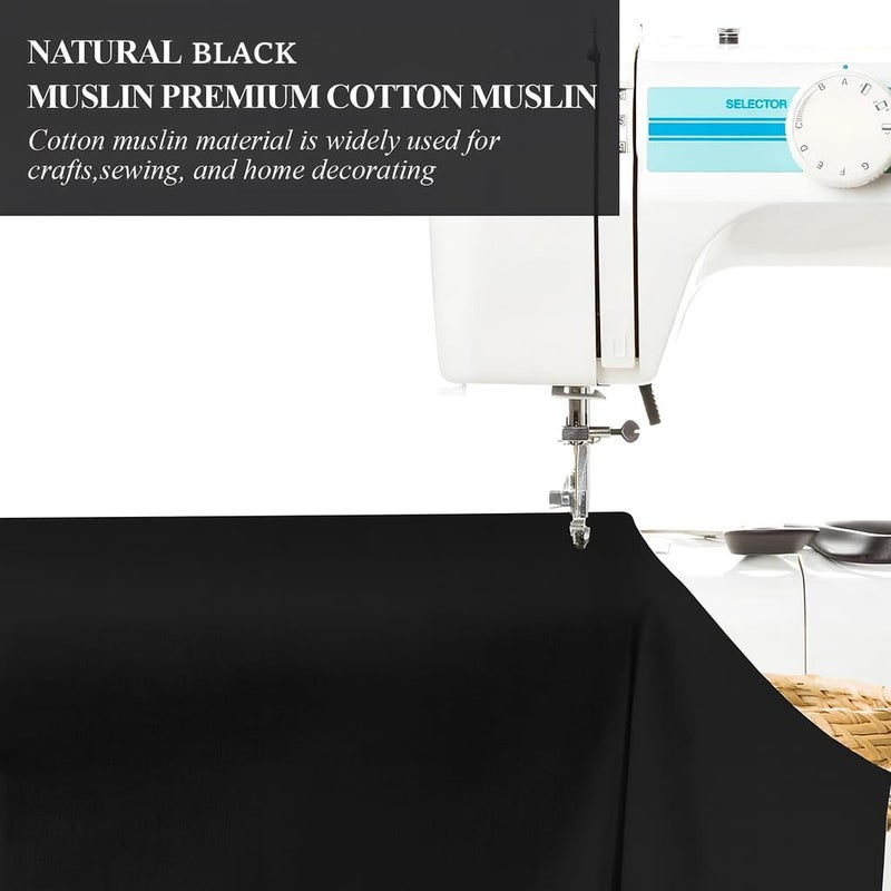 Peasug 100% Cotton Muslin Fabric  59 Inch X 5 Yards Muslin Linen Fabric By The Yard  Medium Weight Draping Fabrics Suitable For Sewing Embroidery  Garments  Crafts Material-Black - Image 5