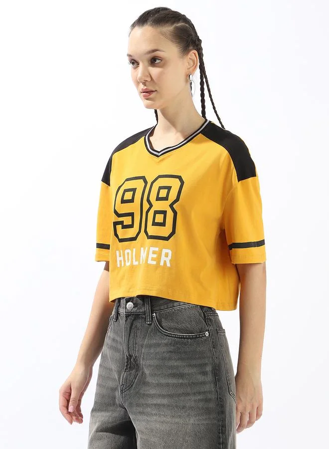 Hubberholme Women's Multicolour 100% Cotton Printed Boxy Fit T-Shirt