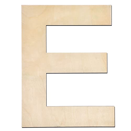 DOMG 12 Inch Wooden Letter E, 1/4 Inch Thick Large Unfinished Wood Letter for Home Wall Decor, DIY Crafts - Image 1