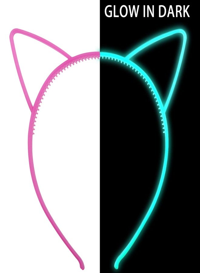 Suyegirl Cat Ear Headbands for Girls, 6 Pcs Glow Dark Headbands For Women, Halloween Hair Accessories for Women, Hair Hoop Tiara for Party Cosplay - Image 2