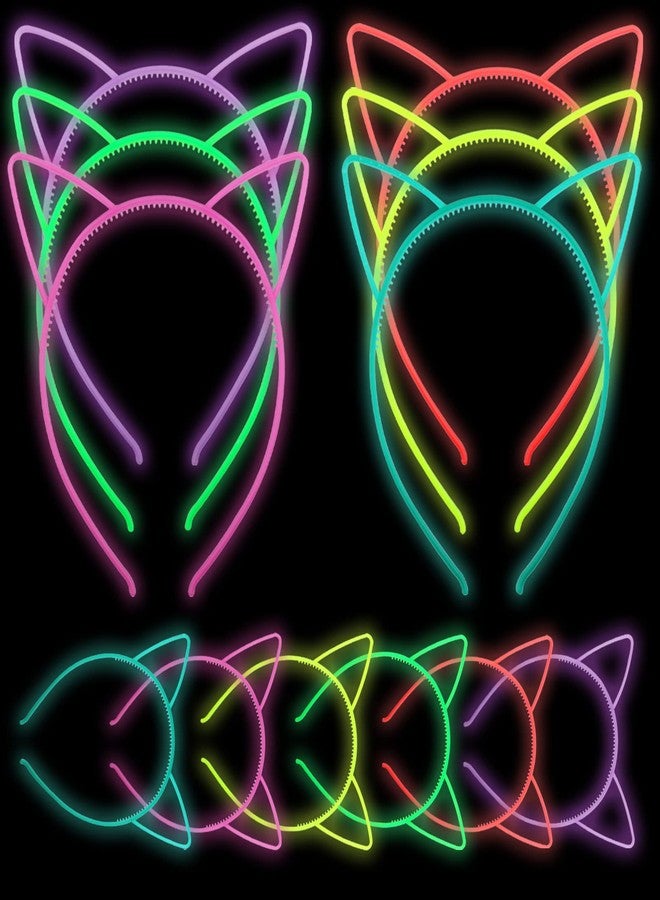 Suyegirl Cat Ear Headbands for Girls, 6 Pcs Glow Dark Headbands For Women, Halloween Hair Accessories for Women, Hair Hoop Tiara for Party Cosplay - Image 1