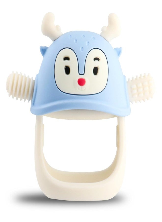 Mom's Aura Baby Teething Toys for Babies 0-6 Months-Baby Teether,Anti-Drop Silicone Mitten Teething Toy for Soothing Sore Gums,Teething Pacifier,Baby Toys 6 to 12 Months-Ideal Travel Essentials for,Reindeer) ((Blue,dls.rd) - Image 1