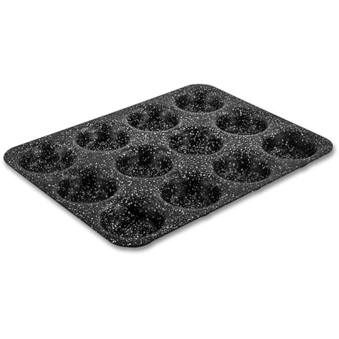 Scoville Neverstick 12 كوب صينية كب كيك صينية فرن كبيرة غير لاصقة صينية خبز لبودنغ يوركشاير فطائر صغيرة كب كيك تشديد الألومنيوم PFOA خالية غسالة الصحون آمنة أسود - Image 1