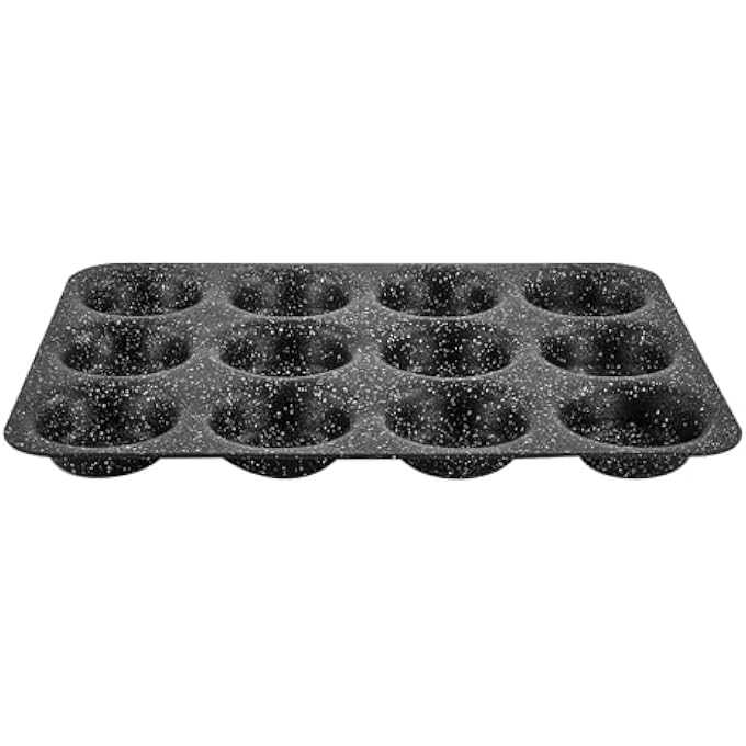 Scoville Neverstick 12 كوب صينية كب كيك صينية فرن كبيرة غير لاصقة صينية خبز لبودنغ يوركشاير فطائر صغيرة كب كيك تشديد الألومنيوم PFOA خالية غسالة الصحون آمنة أسود - Image 5