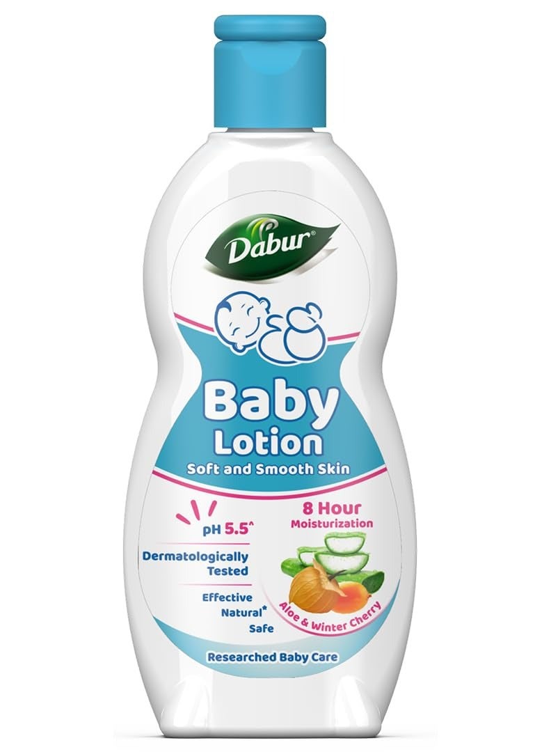 Dabur DABUR pH 5.5 Balanced Sensitive Skin with No Harmful Chemicals Contains Aloe Vera Licorice and Almonds Hypoallergenic and Dermatologically Tested No Paraben and Phthalates Baby Lotion - 200 ml  - Image 1