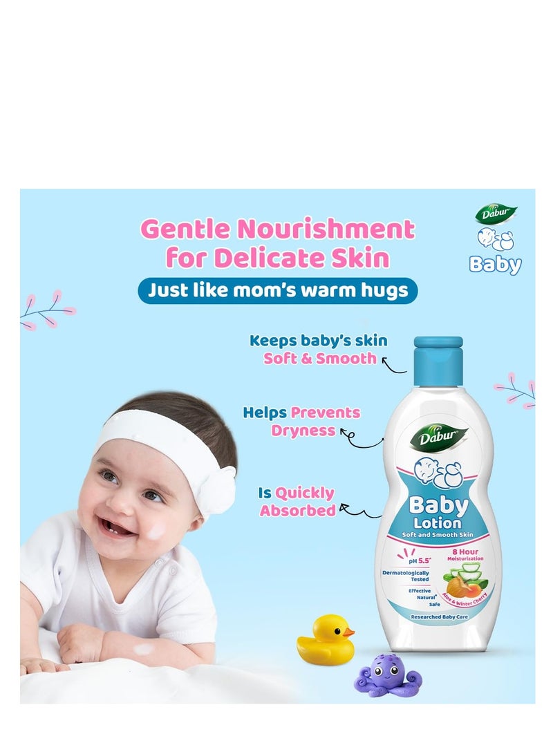 Dabur DABUR pH 5.5 Balanced Sensitive Skin with No Harmful Chemicals Contains Aloe Vera Licorice and Almonds Hypoallergenic and Dermatologically Tested No Paraben and Phthalates Baby Lotion - 200 ml  - Image 3