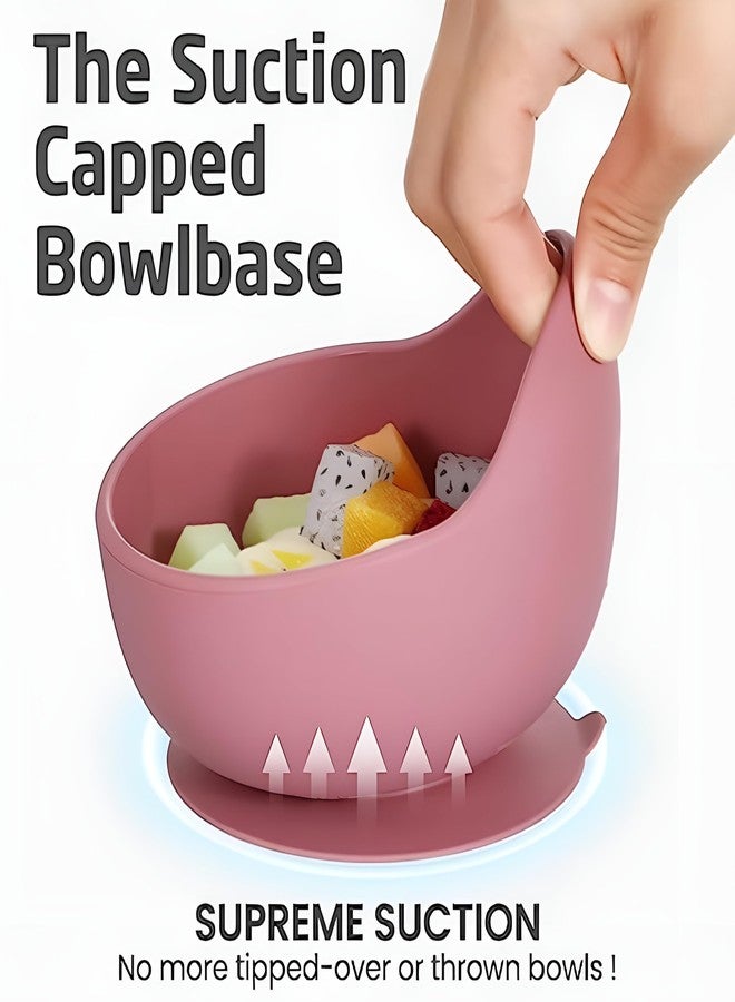 yomith Baby Bowls with Spoon, Suction Stay Put Silicone Food Bowl for Babies Kids Toddlers Infants, Food Grade BPA-Free Safe Soft Silicone (Pink) - Image 3