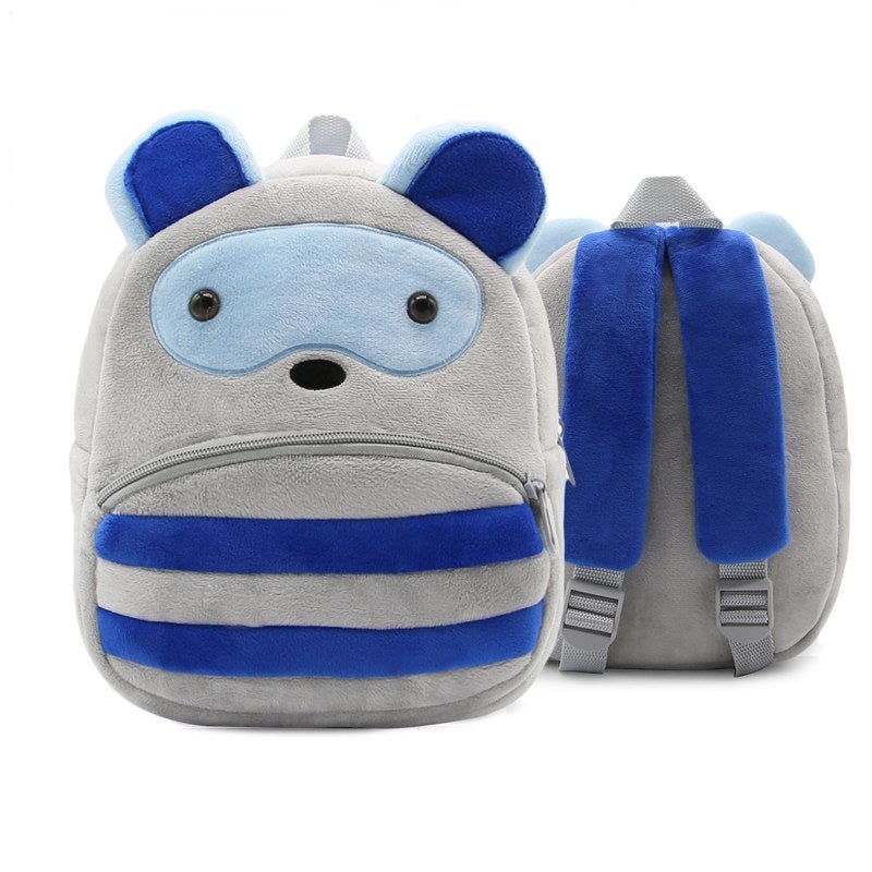 Plush Kids Backpack, Raccoon Animal Design, Soft Lightweight School Bag for Toddlers and Preschool Kids - Image 1